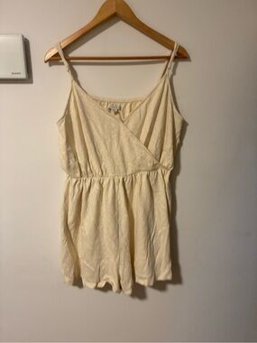 aerie Cream Wrap-Front Spaghetti Strap Romper